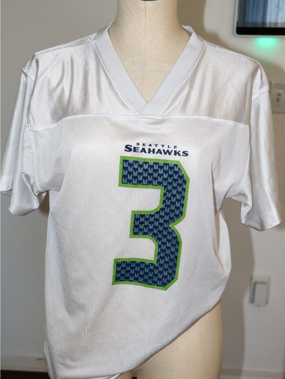 Youth White #3 Football Jersey